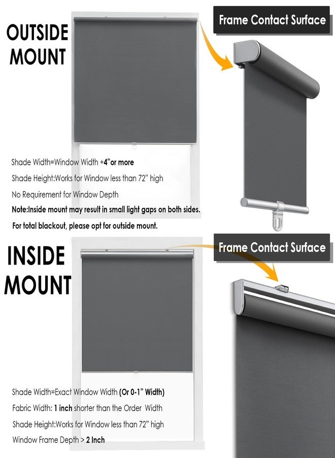 TOVALOR Cordless 100% Blackout Roller Shades for Windows,UV Protection Pull Down Shades,Room Darkening Door Blinds Thermal Insulated Fabric for Home Office and Bedroom(17" W x 72" H,Grey) - Image 4